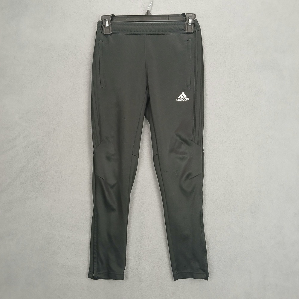 Adidas Climacool Track Pants Boys Small Black Tapered‎ Leg Ankle Zip Athleisure